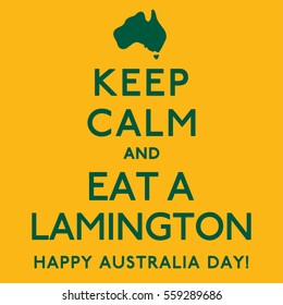'Keep Calm and Eat a Lamington' poster in vector format.
