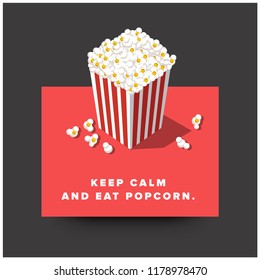 Keep Calm and Eat Popcorn Box Vector Illustration Quote Poster 