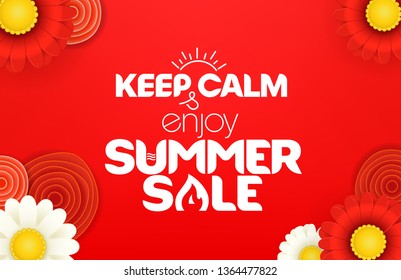 Keep calm and enjoy summer sale. Summer sale vector logo