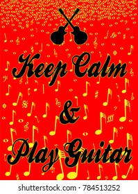 Keep Calm guitar and music background poster