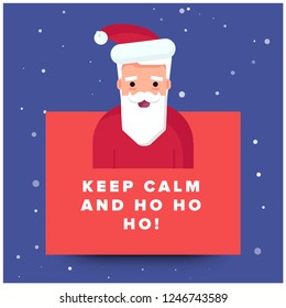 Keep Calm and Ho Ho Ho Quote with Santa Claus Vector Illustrator 