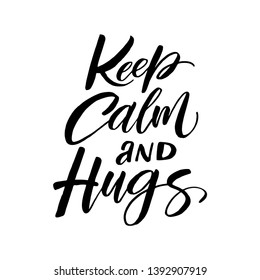 Keep calm and hugs. Summer labels, logos, hand drawn tags and elements set for summer holiday, travel, beach vacation, sun. Vector illustration. 