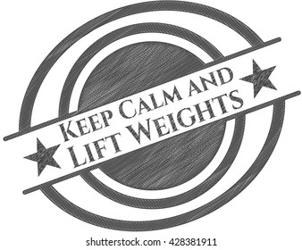 Keep Calm and Lift Weights pencil emblem