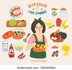 Keep Calm and Love Cooking Vector illustration.