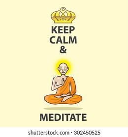 Keep Calm and Meditate Vector Art Gold Crown