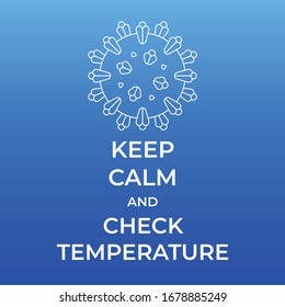 Keep calm meme saying to check body temperature during coronavirus (covid-19) outbreak