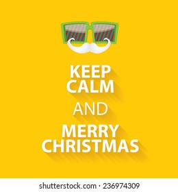 keep calm and merry christmas design poster template on orange background