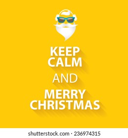 keep calm and merry christmas design poster template on orange background