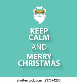 keep calm and merry christmas design poster template on turquoise background