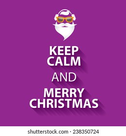 keep calm and merry christmas design poster template on violet background