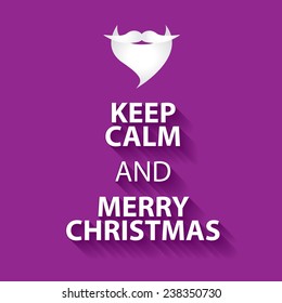 keep calm and merry christmas design poster template on violet background