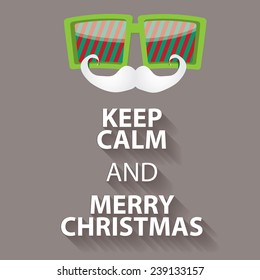 keep calm and merry christmas design poster template on grey background