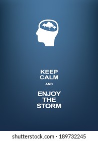 Keep calm motivational poster with brainstorming theme. Eps10 vector illustration