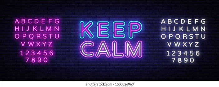 Keep Calm Neon Text Vector. Keep Calm neon sign, design template, modern trend design, night signboard, night bright advertising, light banner, light art. Vector illustration. Editing text neon sign. Keep Calm Neon Text Vector. Keep Calm neon sign, design template, modern trend design, night signboard, night bright advertising, light banner, light art. Vector illustration. Editing text neon sign.