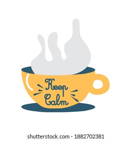 keep calm on coffee cup design of drink caffeine breakfast and beverage theme Vector illustration