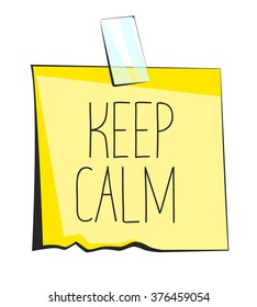 Keep calm paper sticky note. Retro reminder sticker