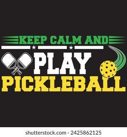 Bleib ruhig und spiele Pickle Ball. T-Shirt-Design. Vektorgrafik