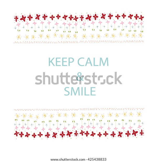 Keep Calm Quote Red Flowers Stock Vector Royalty Free