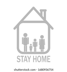 Keep calm and stay home with family. Isolation period protection covid19. Vector.