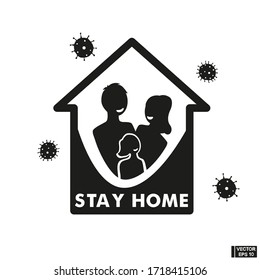 Keep Calm And Stay Home. Quarantine Motivational Icon.