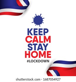 Keep calm stay home vector template. Lockdown design template.