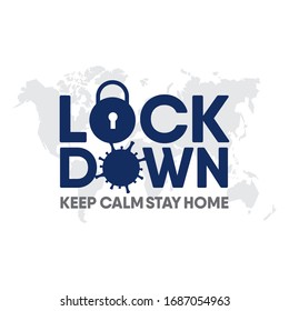 Keep calm stay home vector template. Lockdown design template.