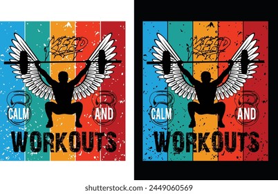 Halten Sie Ruhe und Workouts fit schöne T-Shirt-Design und Vektorgrafik Grafik-Design
