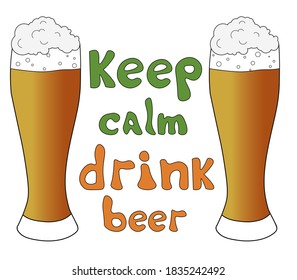 Keep calm-drink beer sticker with beer mugs