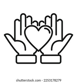 Keep care icon outline vector. Donate help. Heart gift