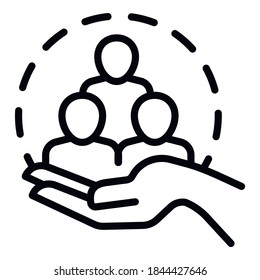 Keep care teamwork icon. Outline keep care teamwork vector icon for web design isolated on white background