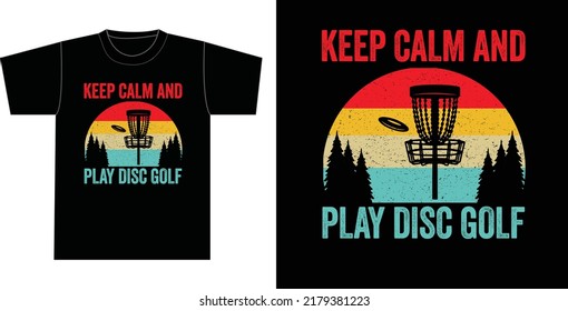 Keep Clam And Play Disc Golf Vintage color  T-shirt Design 