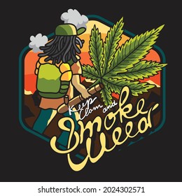 Keep Clam And Smoke Weed, Red, Yellow And Green And Weed. Marijuana Reggae Style, Reggae Vector Design .Happy Rasta - Vector