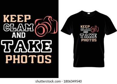 Keep Clam T-Shirt Design.  New text style awesome illustration for t shirt, poster and social media post template.