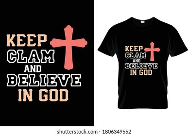 Keep Clam T-Shirt Design.  New text style awesome illustration for t shirt, poster and social media post template.