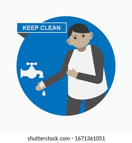 Keep Clean Icon. Hand Wash Illustration. Sign and Illustration of Prevention of Viruses.