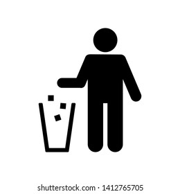 Keep Clean Icon. Throw Rubbish to Basket Illustration. Applied as Trendy Symbol for Design Elements, Websites, Presentation and Application - Vector. 