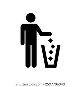 Keep Clean Icon  - Throw Trash Rubbish in Trashcan Can Waste Litter 