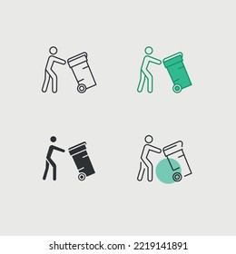 keep clean person carrying trash bin vector icon ecosystem