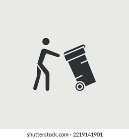 mantener a una persona limpia cargando el icono del vector del basurero