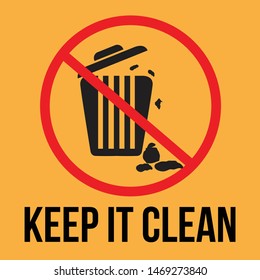 Keep clean sign, don't throw rubbish, Do not litter line icon, No littering keep clean vector. 