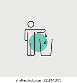 keep clean vector icon throwing trash bin