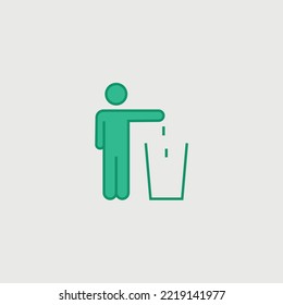 keep clean vector icon throwing trash bin