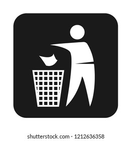 keep the cleaning and throw the rubbish in to the dustbin cardboard package sign vector icon, modern design, glyph style, modern concept
