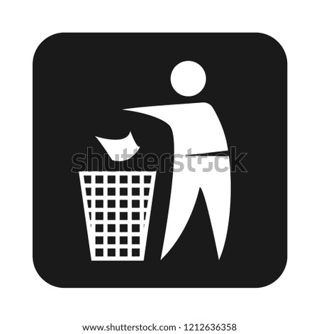keep the cleaning and throw the rubbish in to the dustbin cardboard package sign vector icon, modern design, glyph style, modern concept