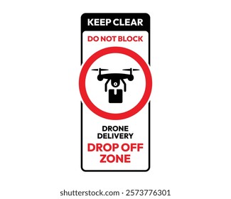 Keep Clear! Do Not Block. Drone Delivery Drop Off Zone Sign, High-Quality Vector Image for Ensuring Unobstructed Delivery Areas, Clear and Recognizable Symbol