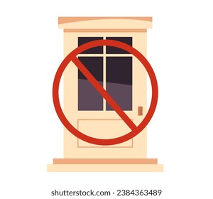 Keep close door room sign entrance exit concept. Vector flat graphic design illustration 