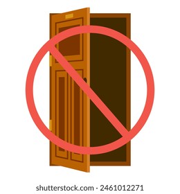 Keep close door room sign entrance exit concept. Vector flat graphic design illustration