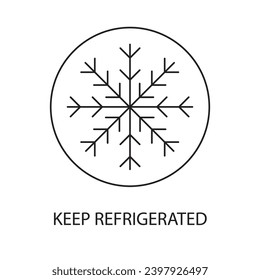 Keep cold line vector icon for food packaging, illustration of snowflakes in circle.