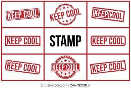 Cool Red Gummistempel auf weißem Hintergrund aufbewahren. Cool-Stempelschild behalten. Kühlen Stempel behalten.