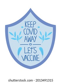 Keep covid away illustration with shield icon